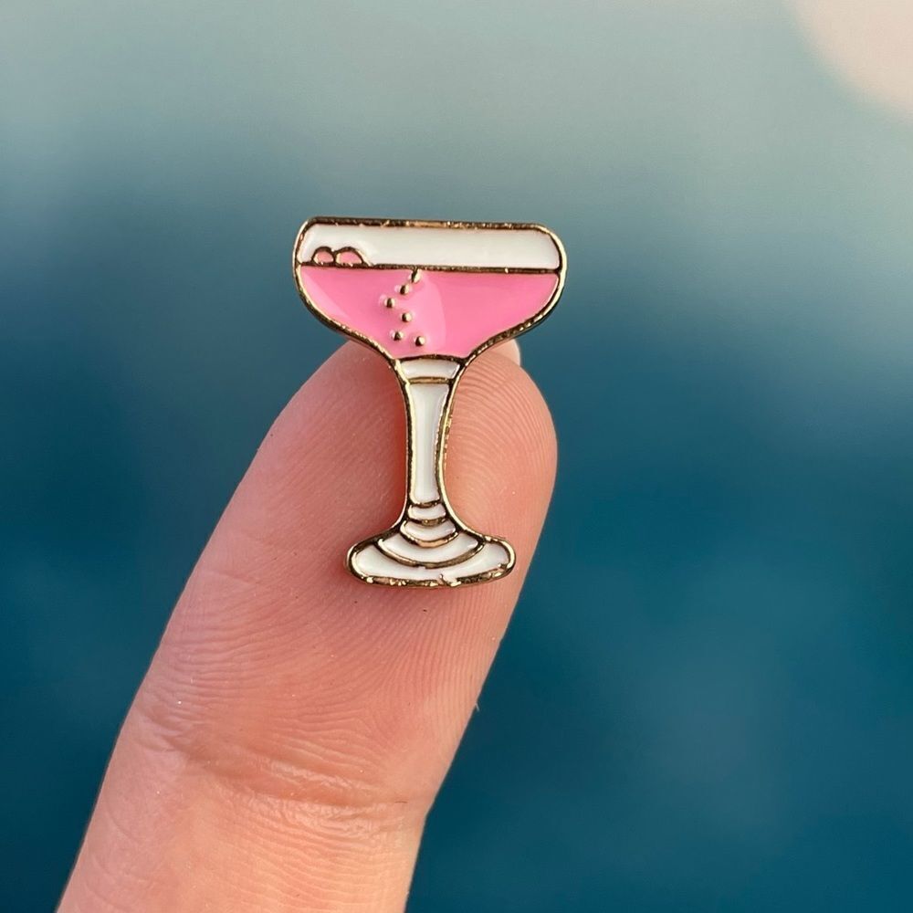 Pink Champagne Enamel Pin/ Brooch Lapel